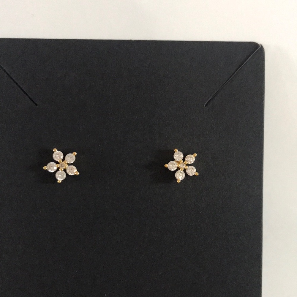 Elegant Gold and Silver Flower Stud Earrings